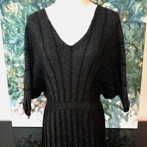 Anthropologie Knitted Black Gold sparkly dress